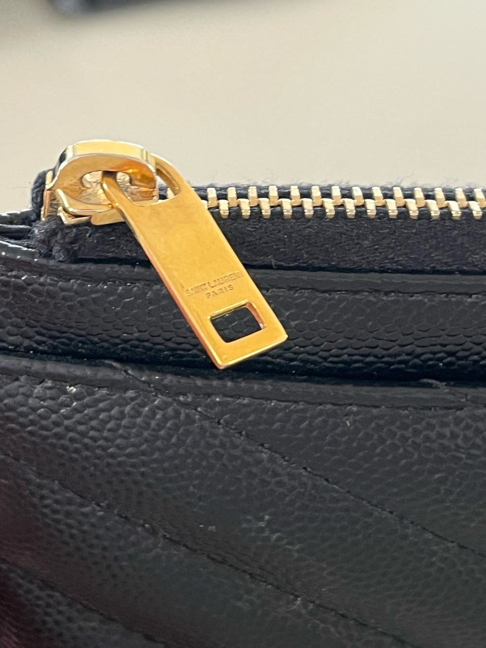 Saint Laurent Cassandre Zip Pouch Clutch Black Grain De Poudre Leather Gold YSL - Picture 7 of 11